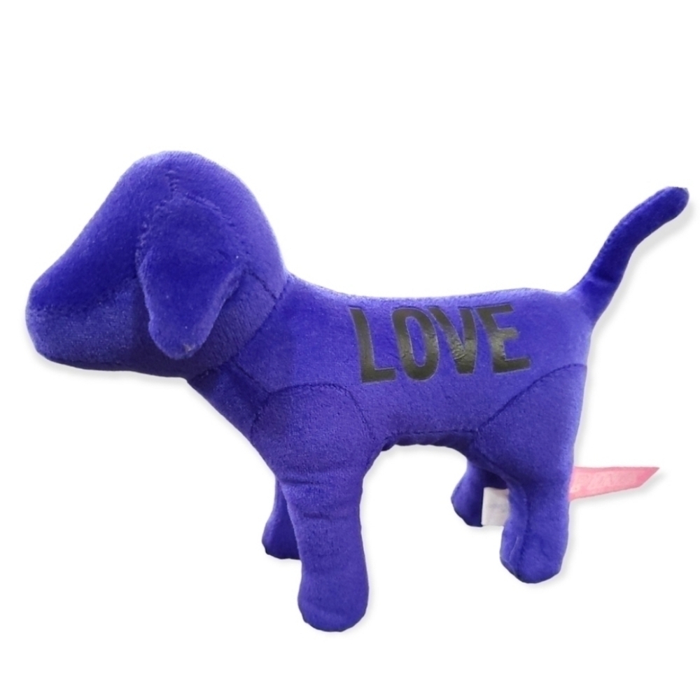Victoria's Secret PINK Mini Dog Plush Collectible Stuffed Dog Blue Puppy